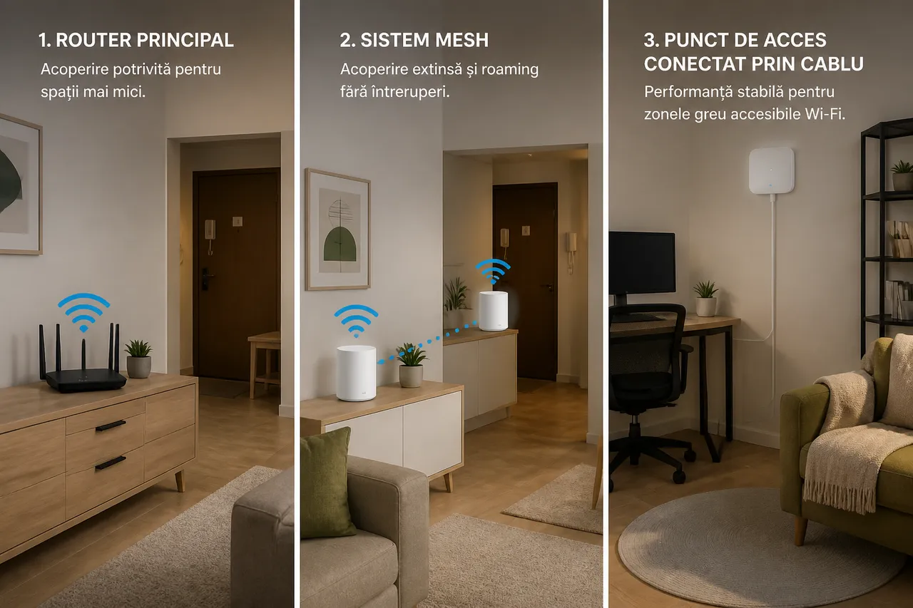 comparație soluții Wi-Fi pentru apartament de bloc